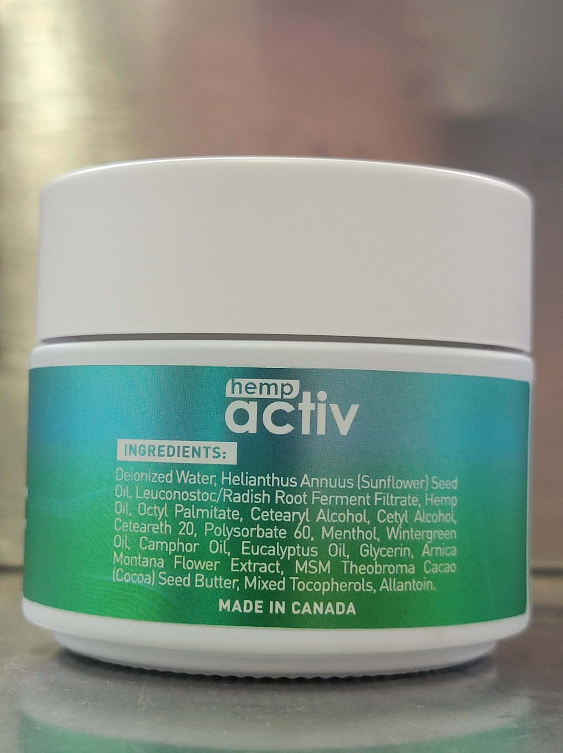 Hempactiv 4 Ounce cream packaging back label details
