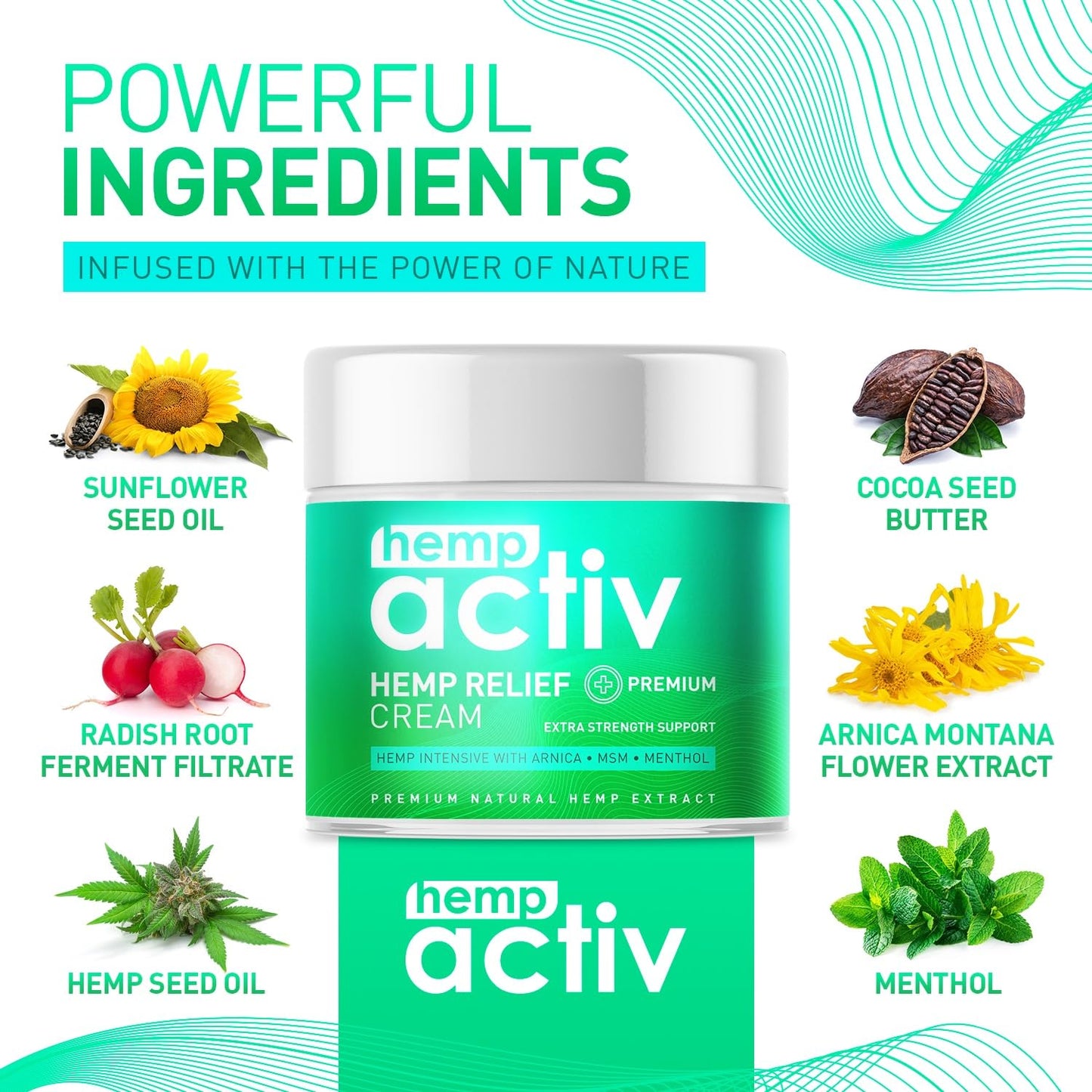 Hempactiv non-greasy hemp cream applied on leg