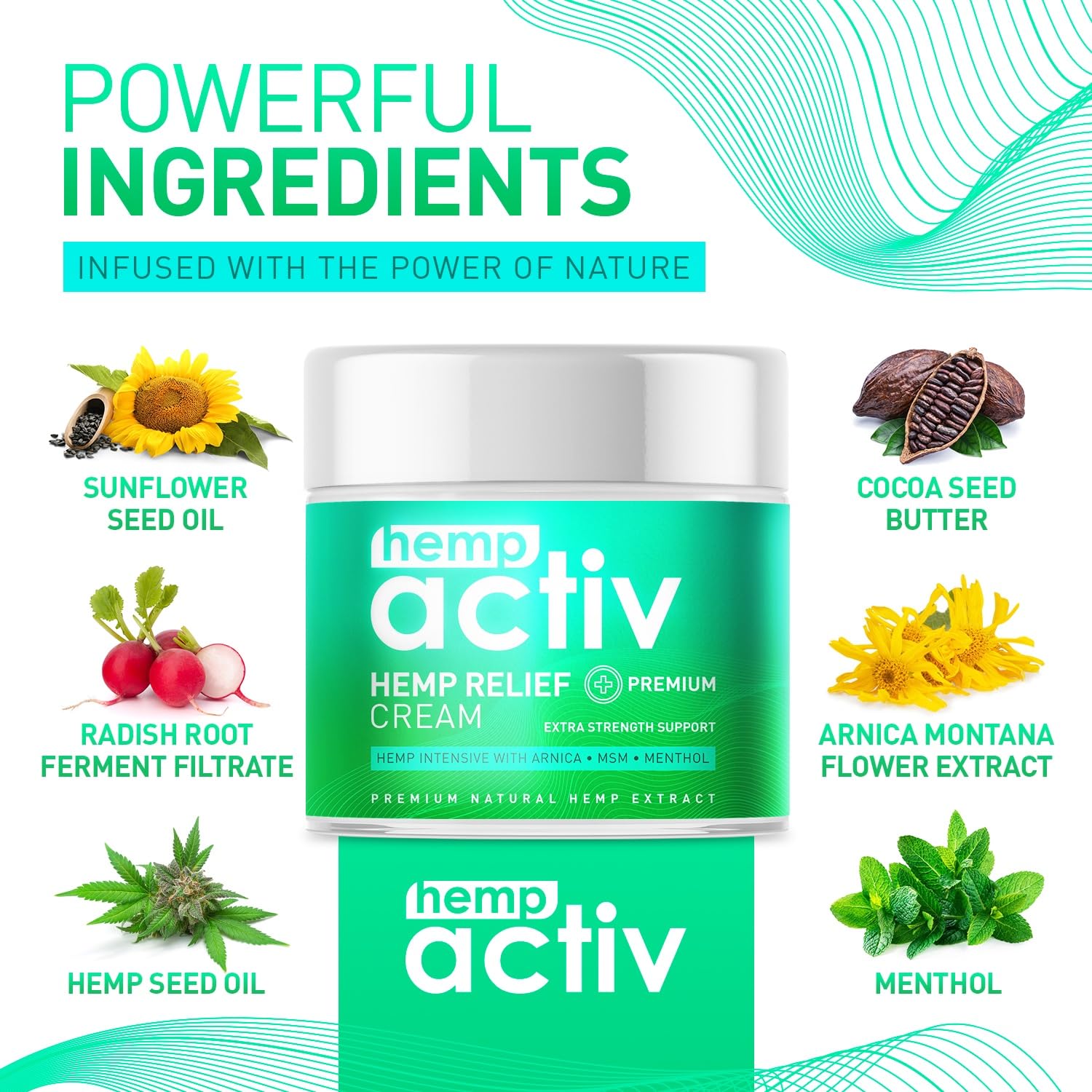 Hempactiv non-greasy hemp cream applied on leg