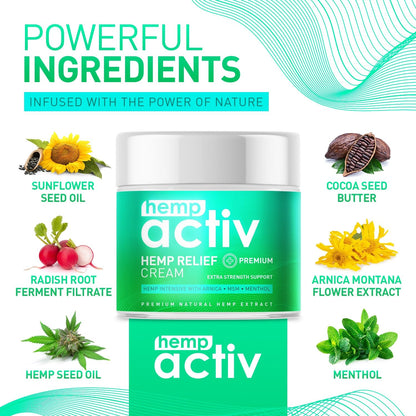 Hempactiv non-greasy hemp cream applied on leg