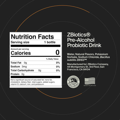 Genetically engineered ZBiotics morning recovery probiotic drink pack for general wellness