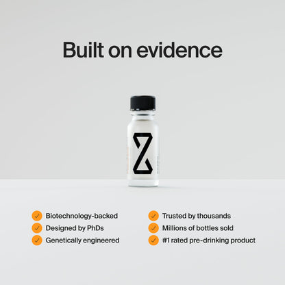 Premium box packaging of ZBiotics pre alcohol probiotic system for easier mornings