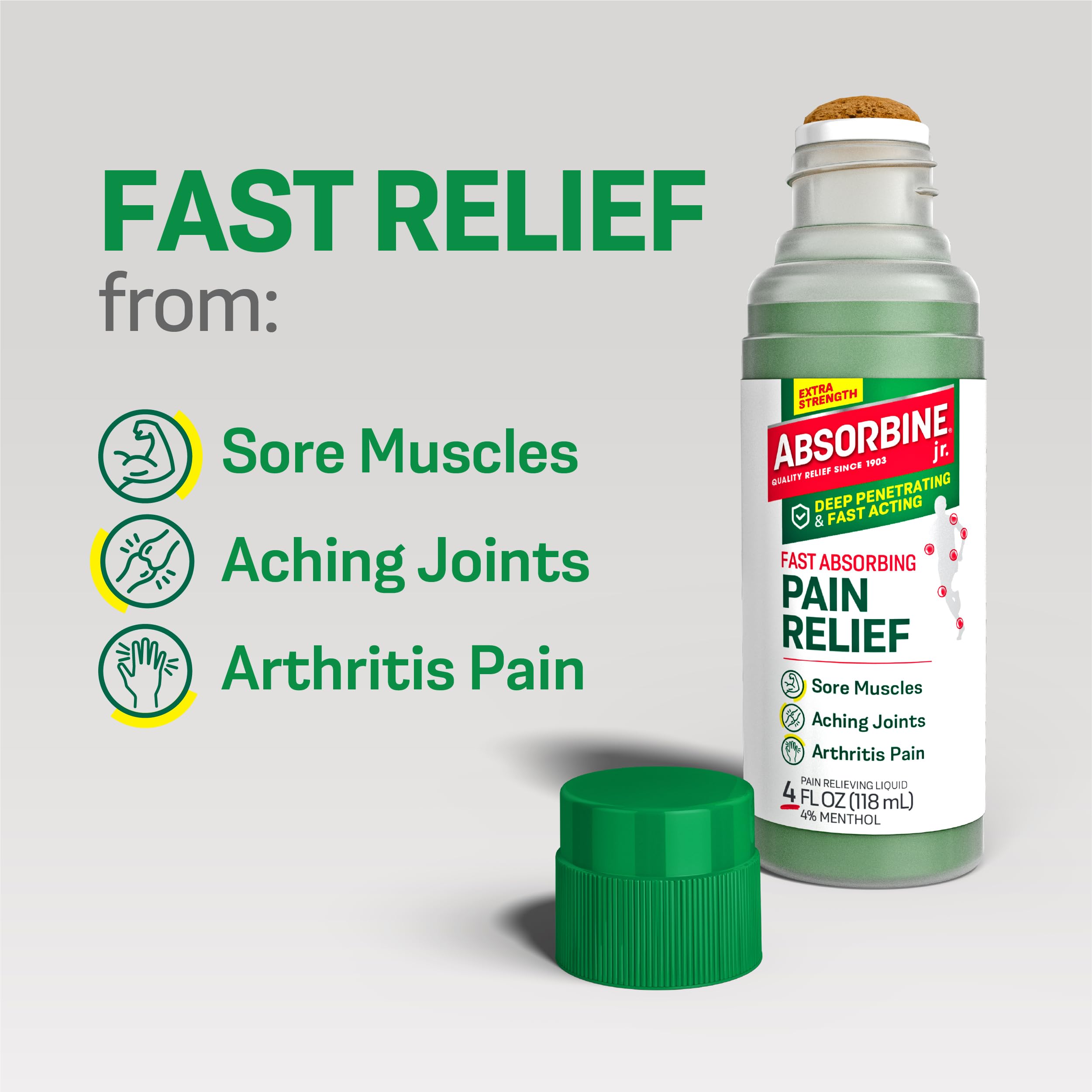 Absorbine Jr. no-mess applicator detail for muscle pain