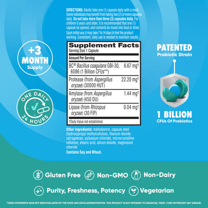 Side view of Digestive Advantage daily probiotics for women and men clarifying stomach acid survival.