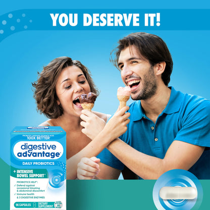 Digestive Advantage intestinal bowel support container highlighting the BC30 probiotic strain.