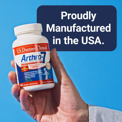 Close up of U.S. Doctorsâ€™ Clinical Arthro-7 60 capsule bottle