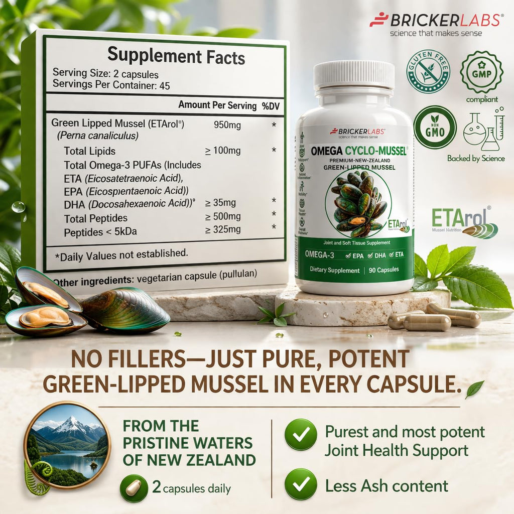 Bricker Labs Omega Cyclo bottle with capsules displayed