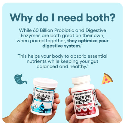 Advanced gut health bundle dietary supplement showing acid resistant capsules
