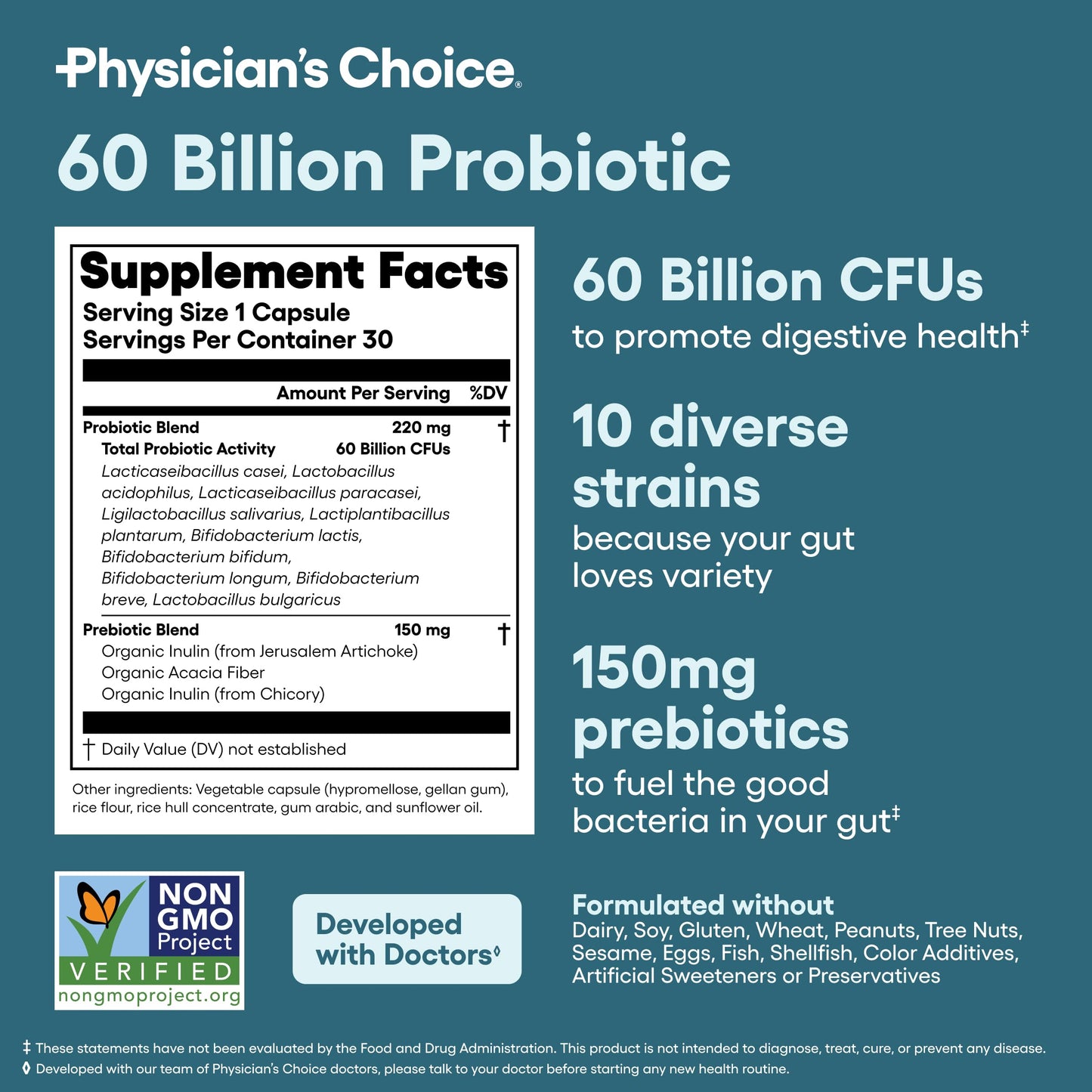 Physicians Choice 3 in 1 digestive enzyme blend label details