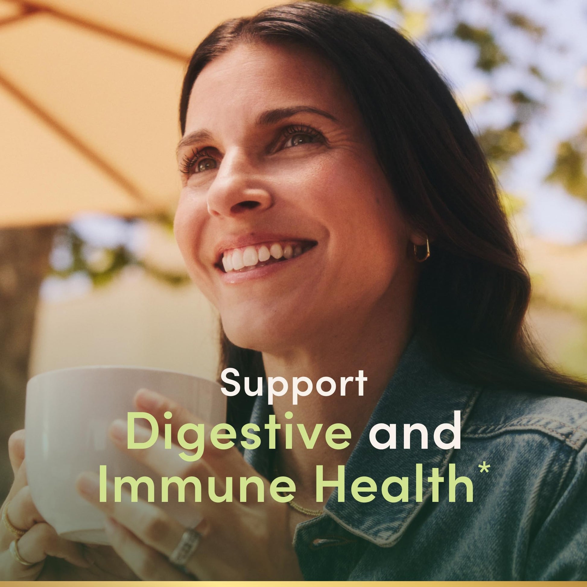 Supplement bottle of Nature's Bounty digestive and immune support capsules on a clean background