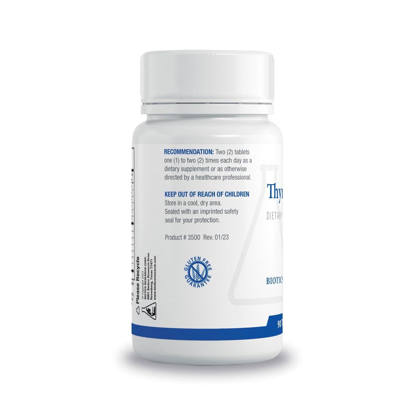 Biotics Research Thyrostim supplement facts and ingredients panel display.