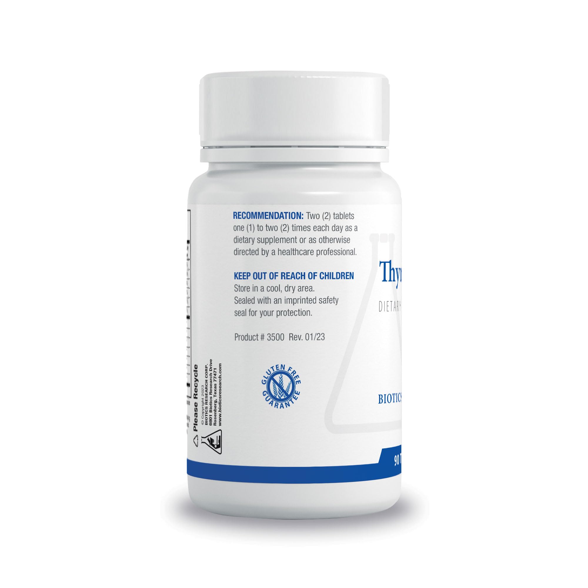 Biotics Research Thyrostim supplement facts and ingredients panel display.