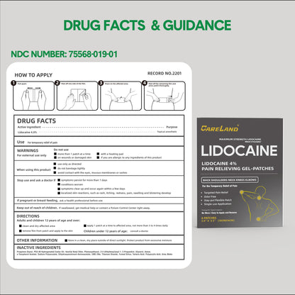 Careland 36 count lidocaine patches for back and joint pain relief
