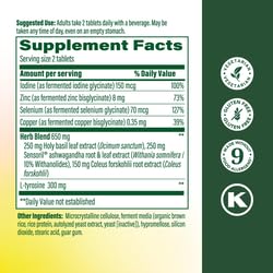 Vegetarian thyroid support mineral supplement showing clean ingredient details and non GMO label.