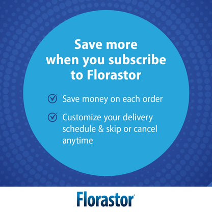 Authentic Florastor 100 count probiotic bottle highlighting premium yeast strain for stomach wellness