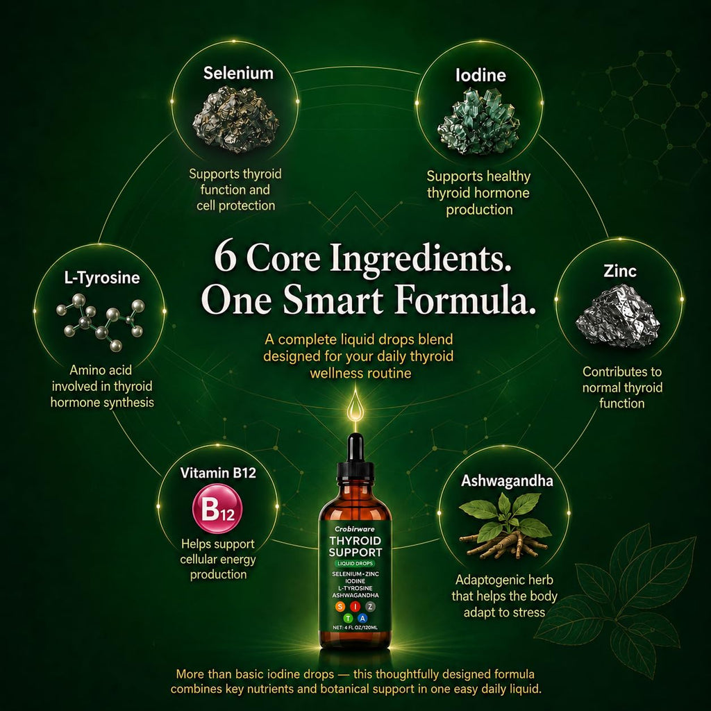 Premium 4 ounce sublingual thyroid health formula dropper bottle by Crobirware.