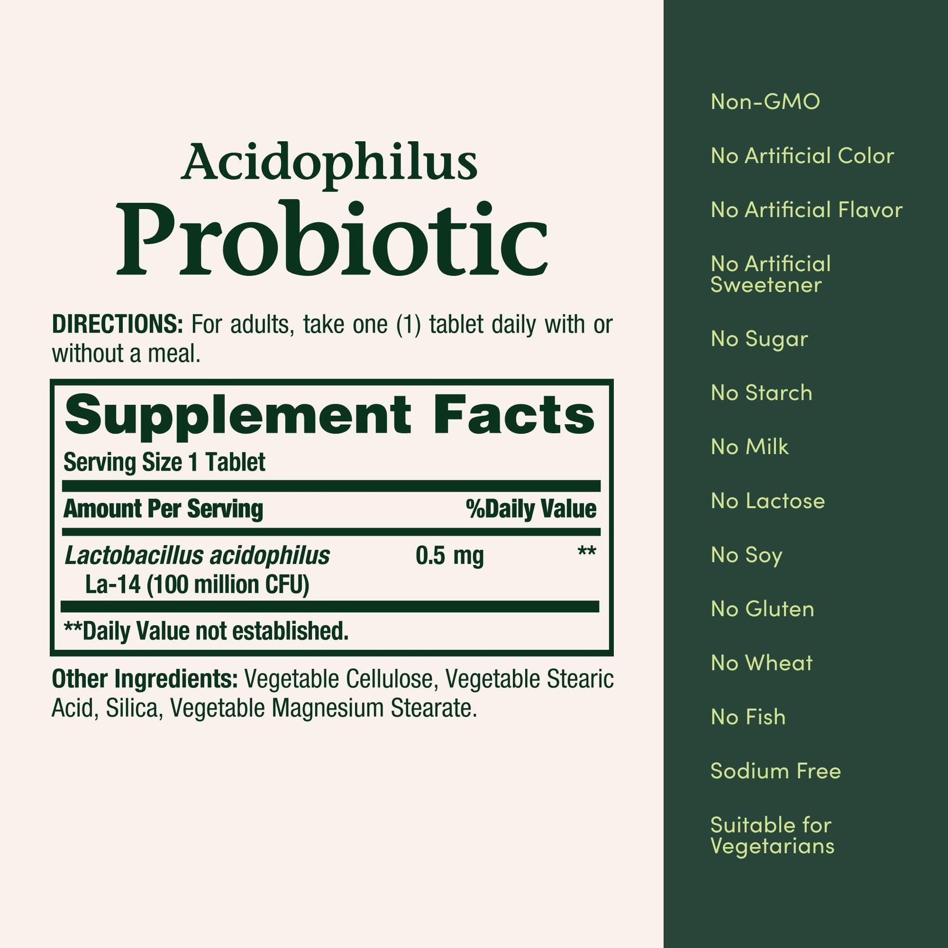 Close up of the imported Nature's Bounty Lactobacillus acidophilus packaging detailing immune support benefits