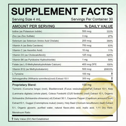 Kindled Actora thyroid support berry flavor supplement dropper details