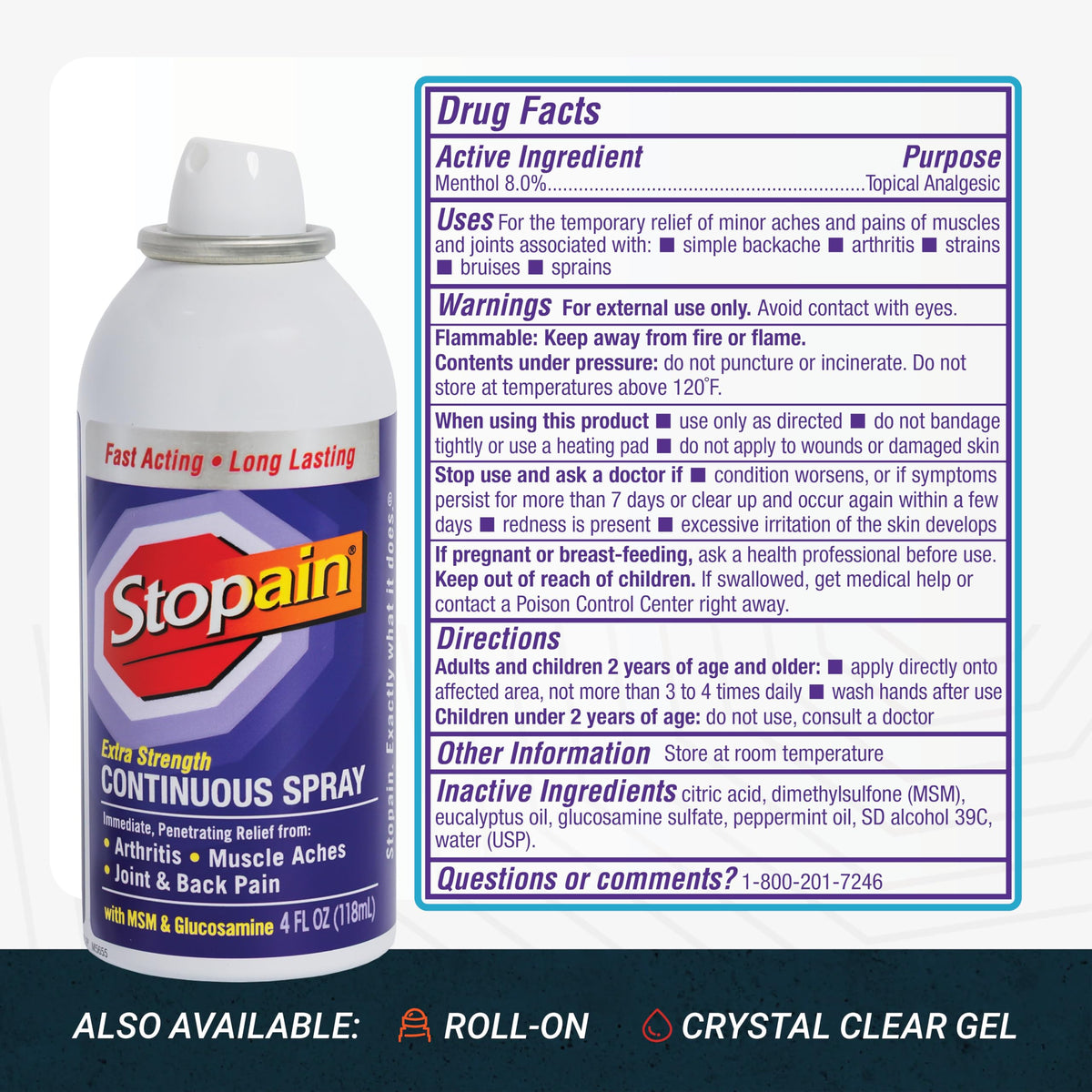Clinical strength Stopain topical spray usage demonstration