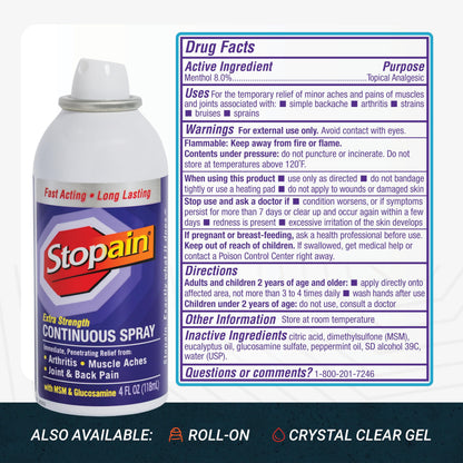 Clinical strength Stopain topical spray usage demonstration