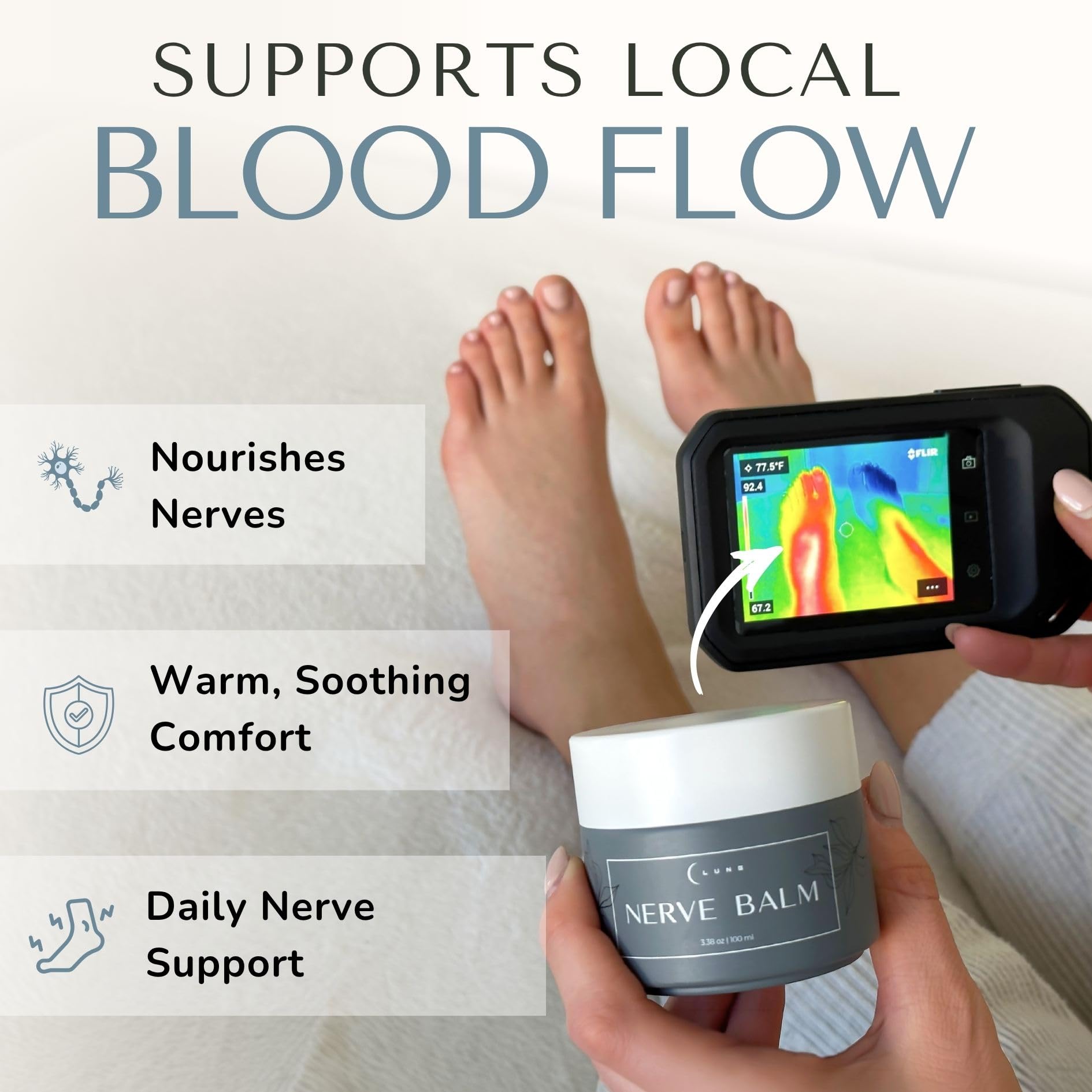 Lune neuropathy cream packaging for hand and joint use