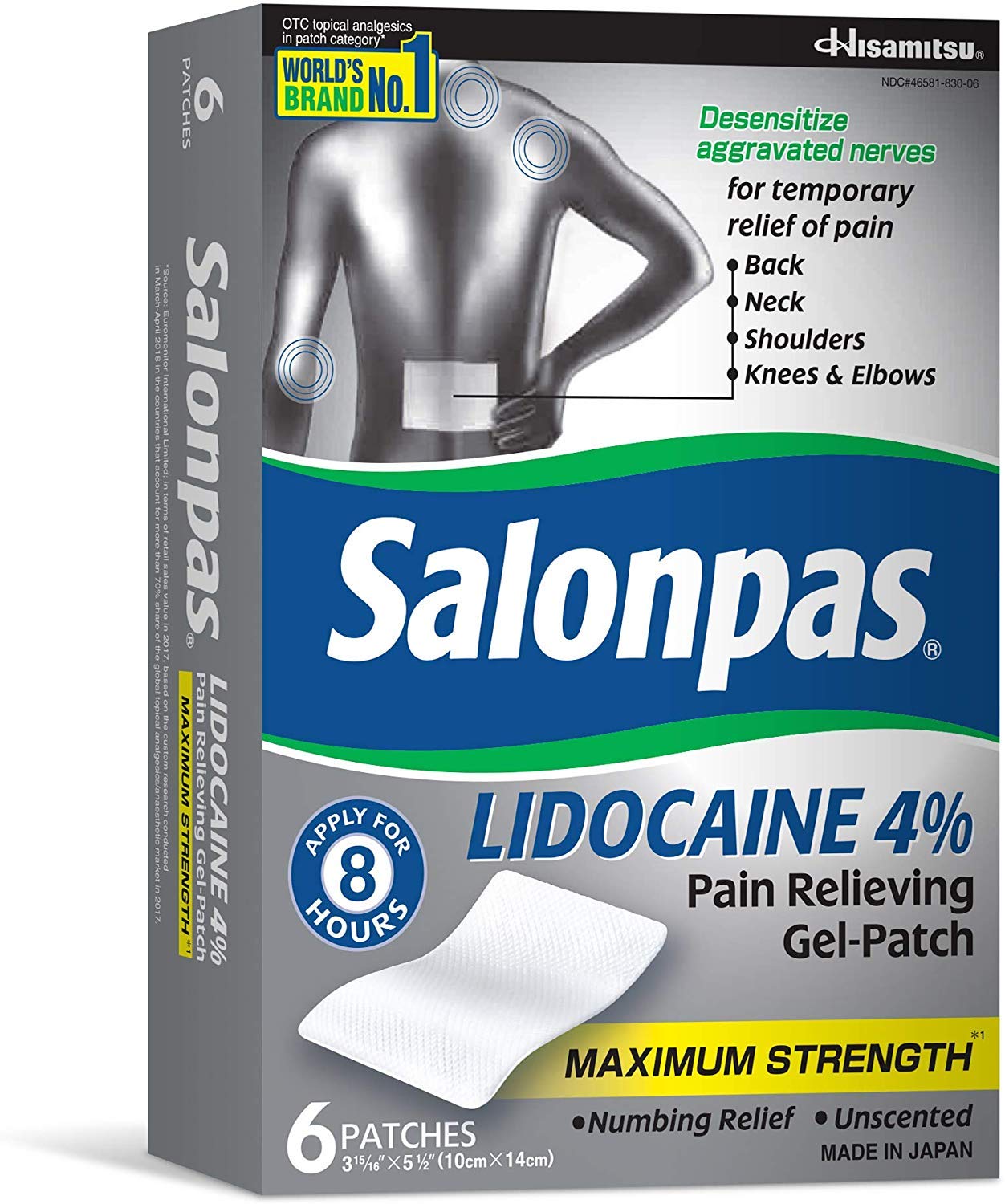 Salonpas Lidocaine pain relieving patches for targeted joint relief