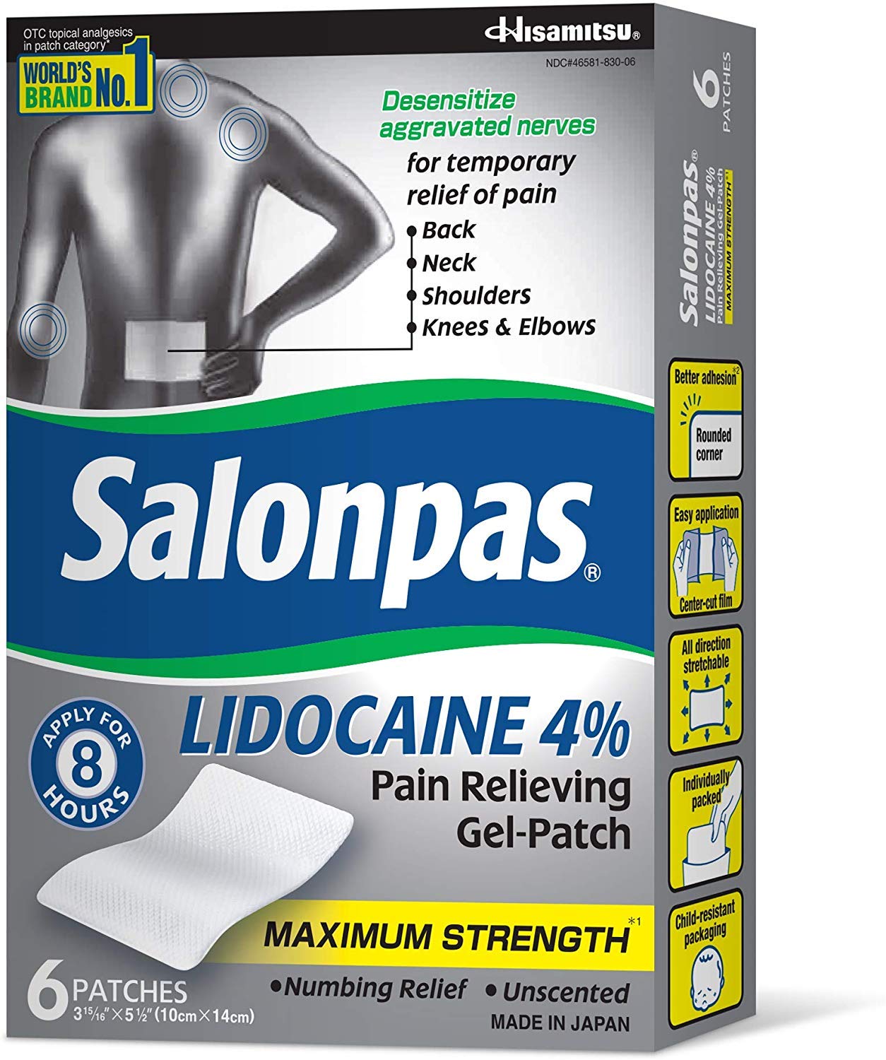 Authentic Salonpas Lidocaine 5 pack bundle for muscle pain relief