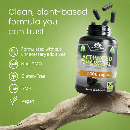 Authentic USA imported charcoal detox supplement packaging