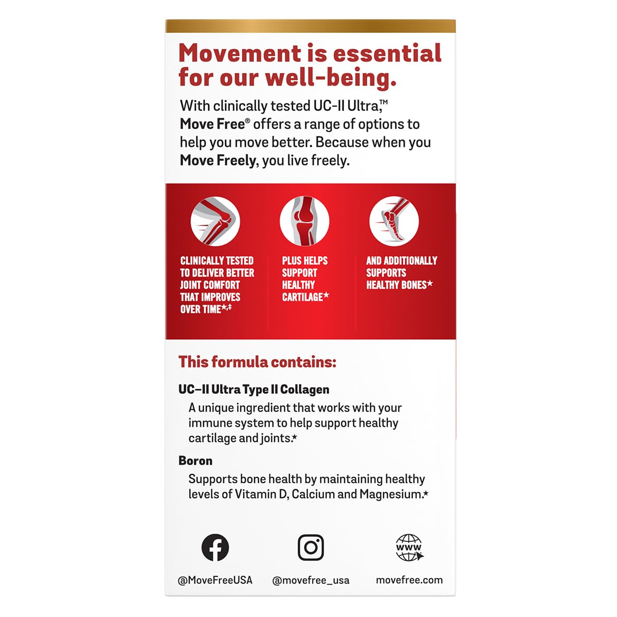 Move Free joint support supplement showing ingredient list
