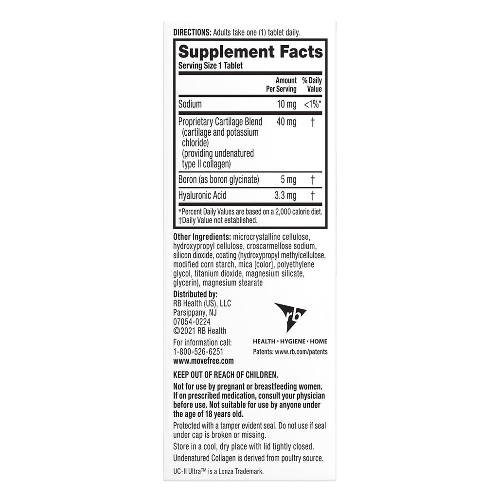 Move Free Ultra Triple Action supplement nutrition label