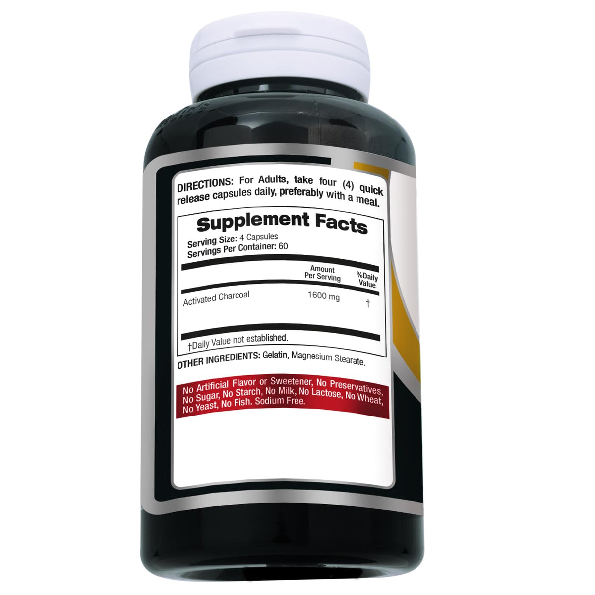 Fito Medics Lab Activated Charcoal supplement facts nutritional panel