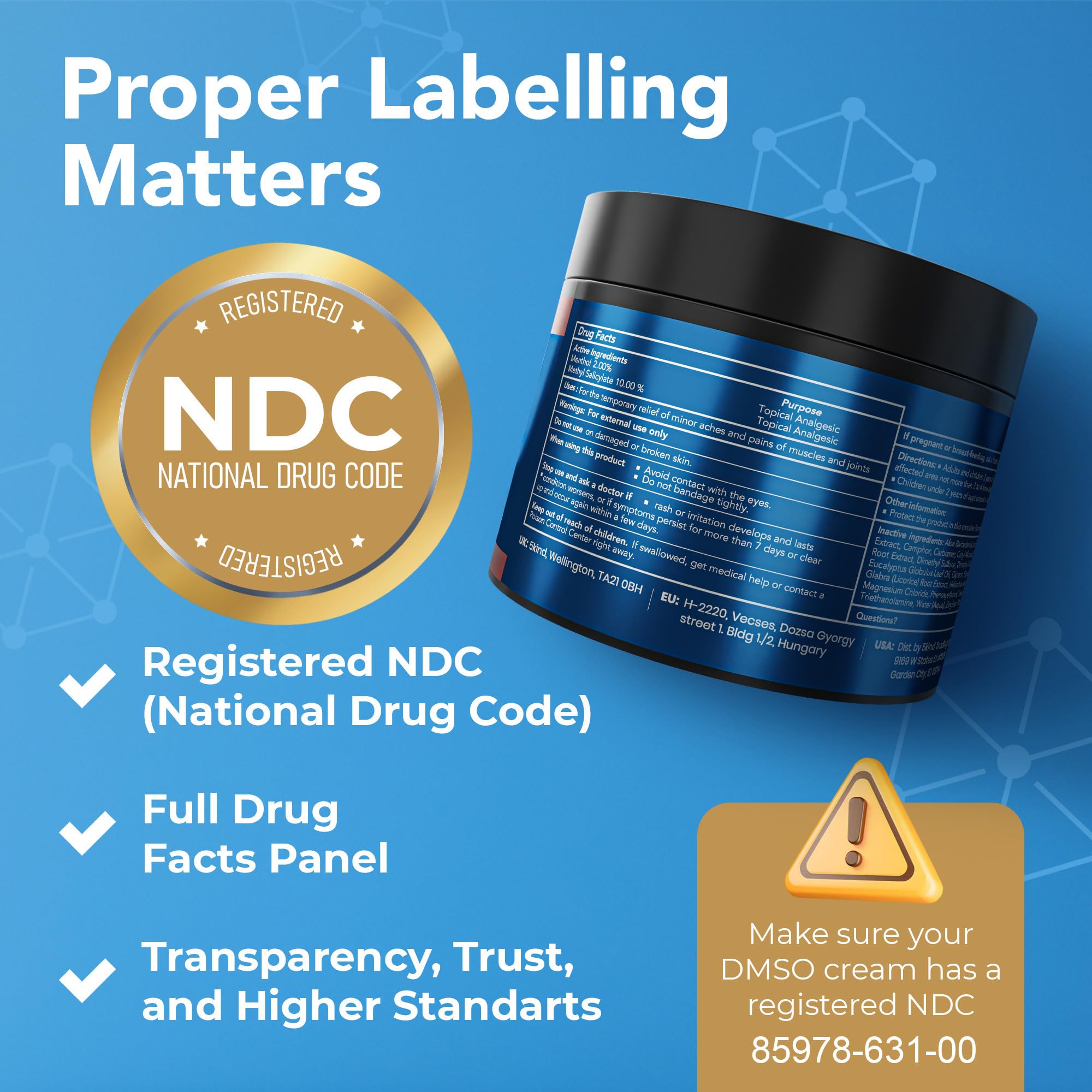 5Kind DMSO cream jar showing pharmaceutical grade label