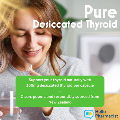 HelloPharmacist non GMO bovine thyroid metabolism support bottle angled shot