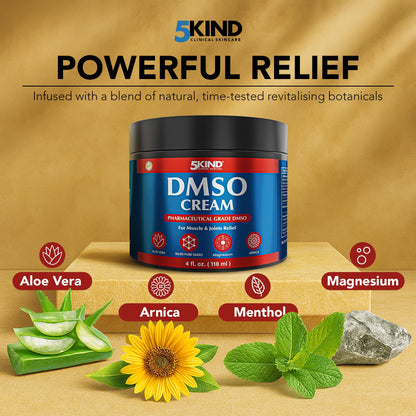 Close up of 5Kind DMSO cream packaging and branding