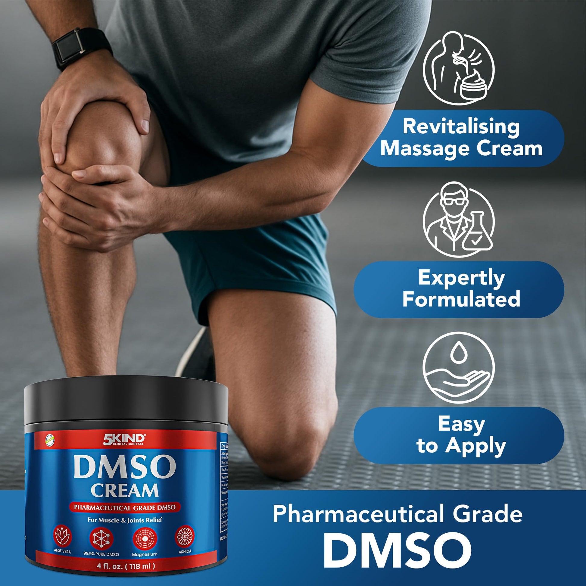 5Kind clinical skincare DMSO cream 4 fluid ounces size comparison