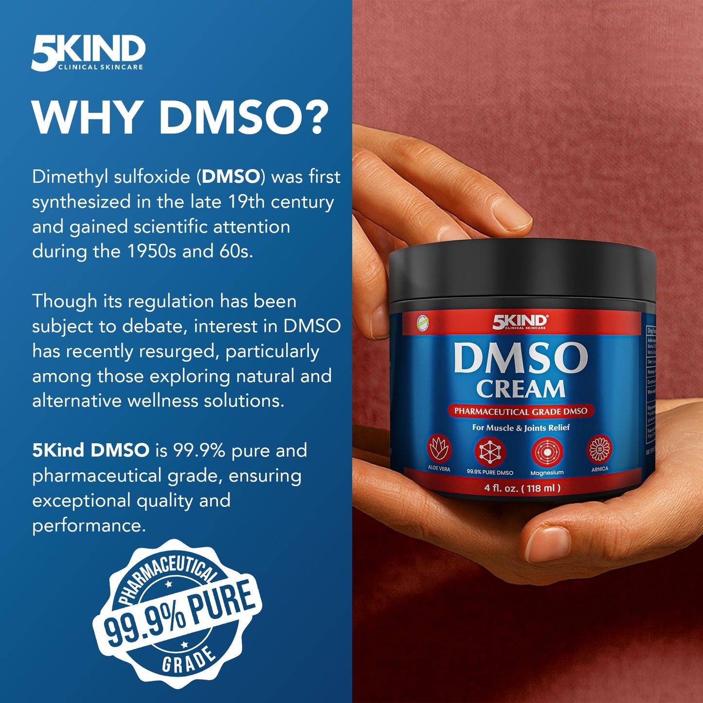 Detailed product label of 5Kind DMSO cream including NDC info