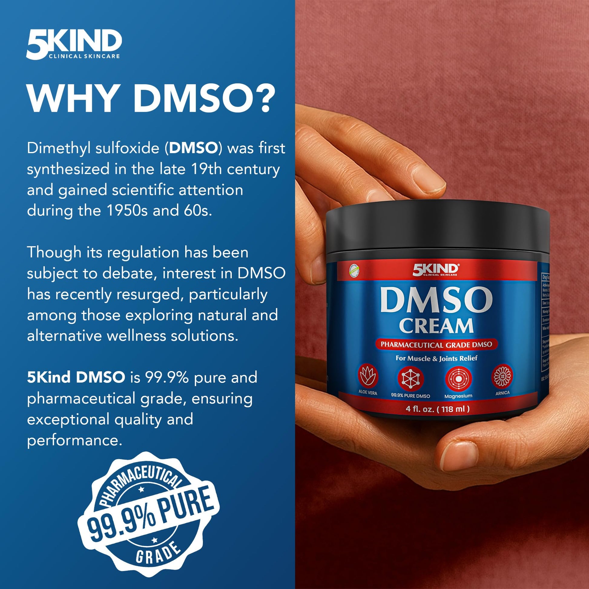 Detailed product label of 5Kind DMSO cream including NDC info