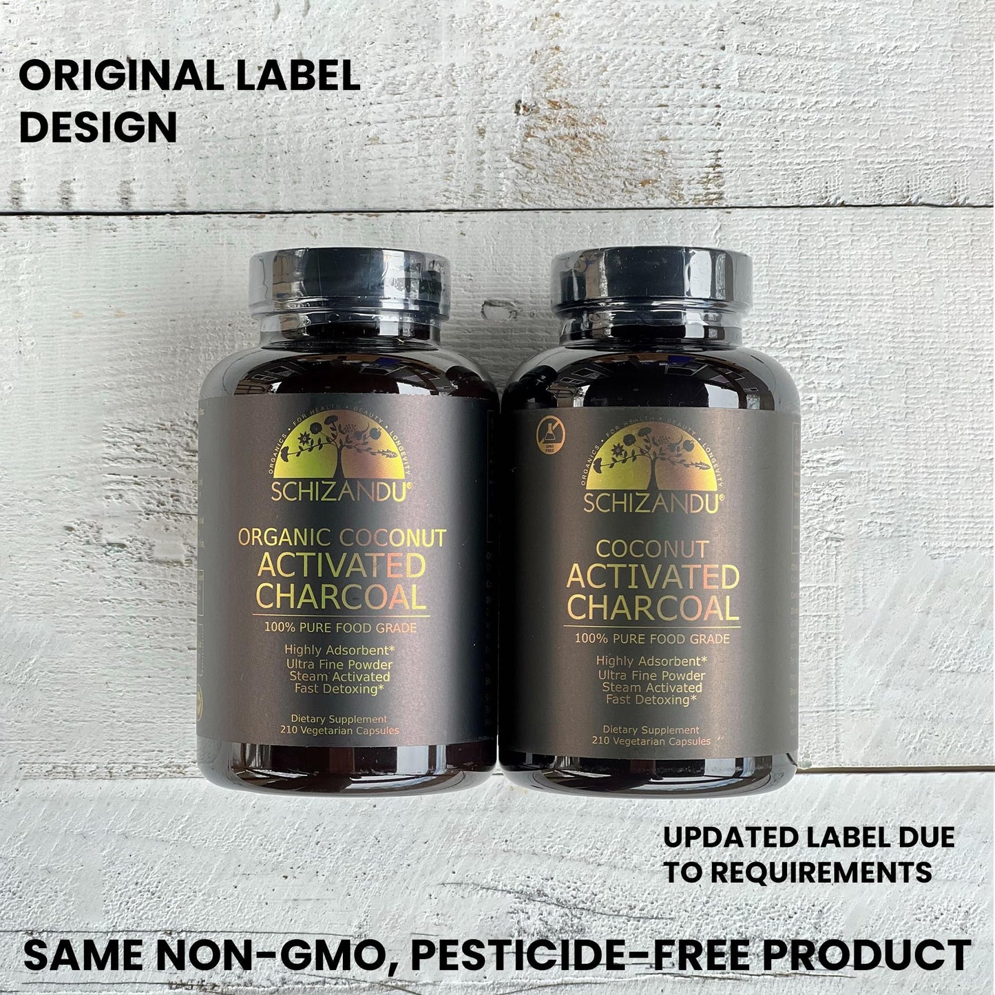 Close up view of non GMO organic coconut charcoal veggie pills for internal cleansing