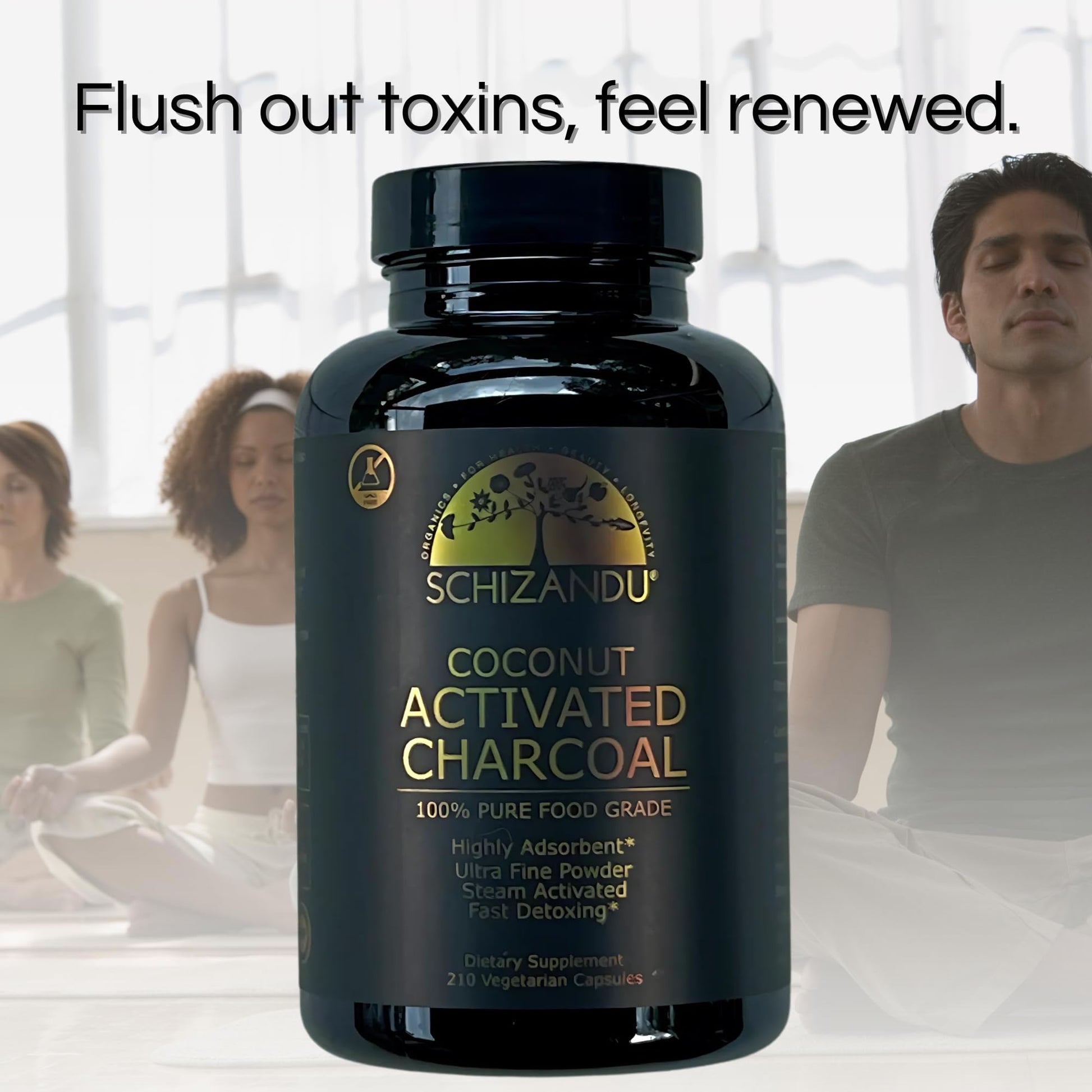 Schizandu Organics food grade charcoal supplement bottle for teeth whitening and oral care