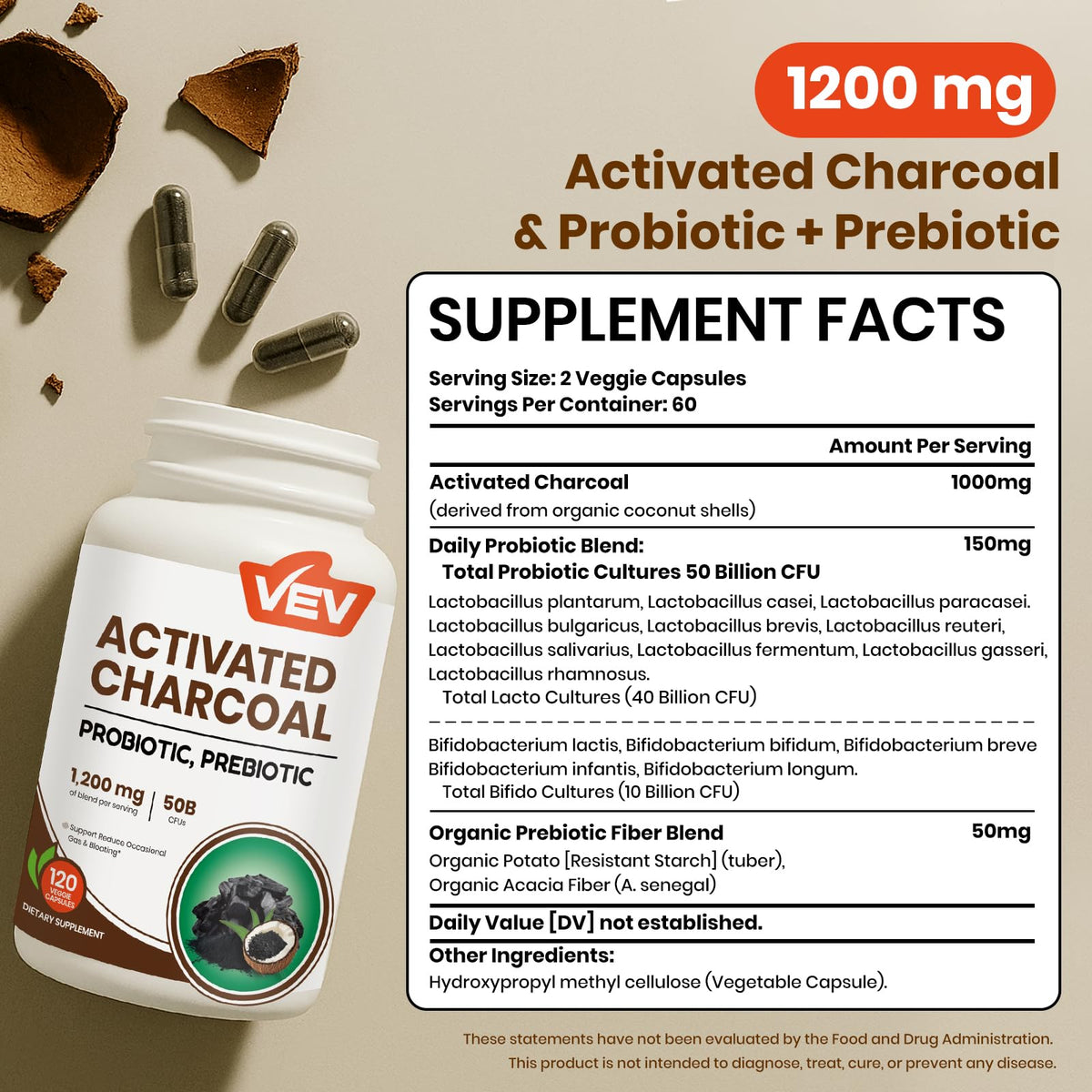 Vev dietary supplement capsule label details