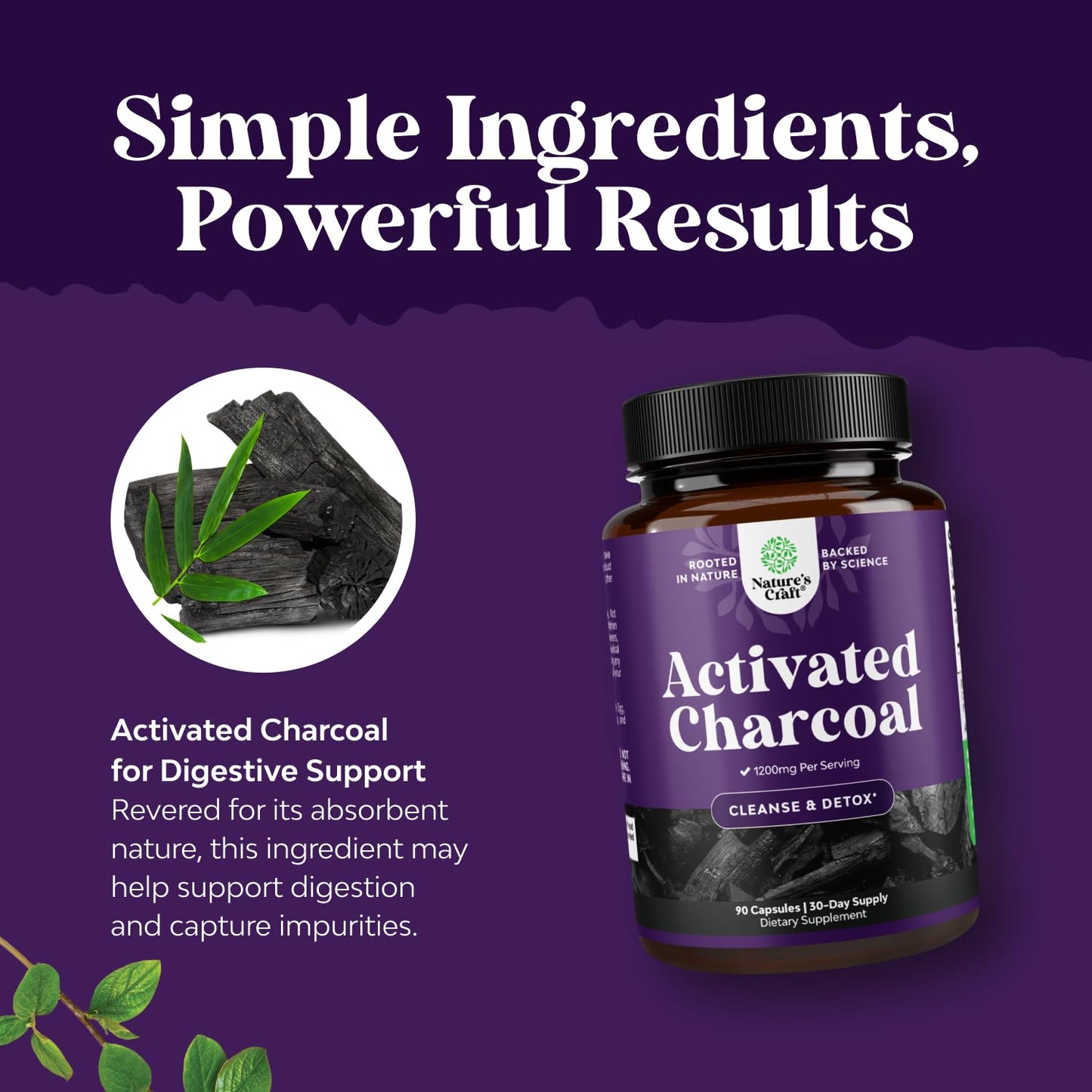 Vegan friendly active charcoal capsules for stomach comfort and cleansing