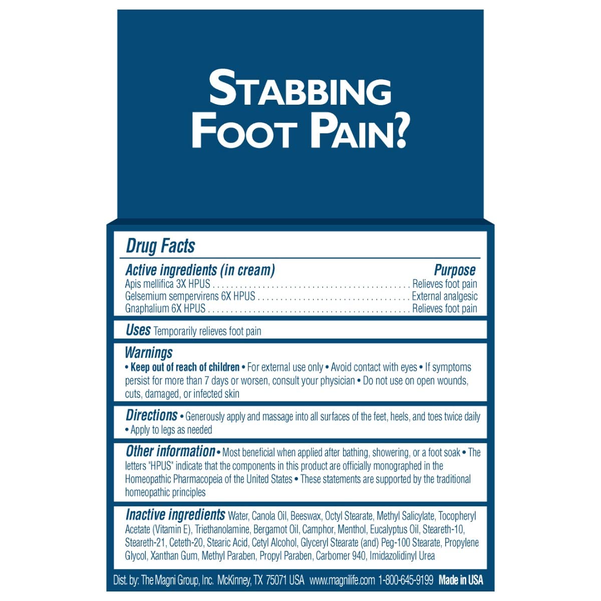 Directions for applying MagniLife foot cream on feet and heels