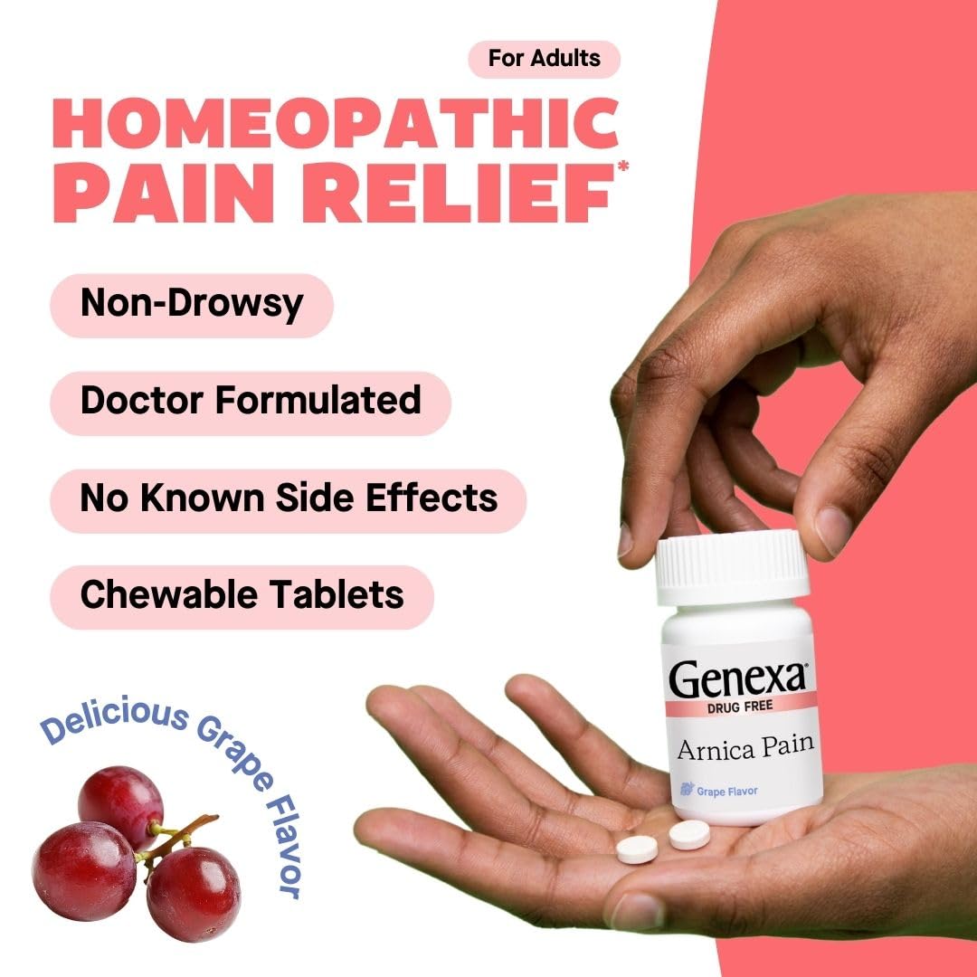 Organic grape flavored Genexa pain relief tablets