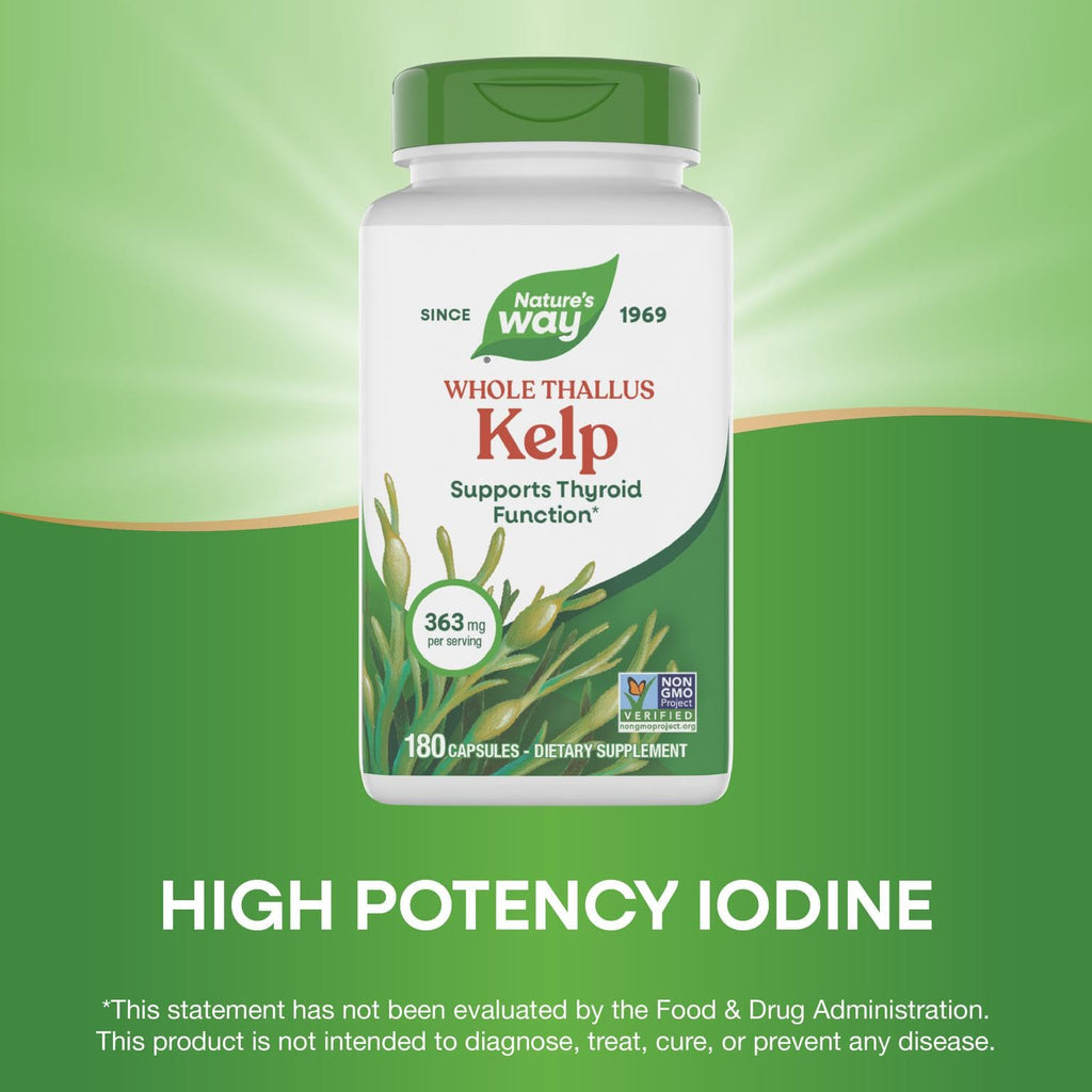 Nature's Way Kelp whole thallus dietary supplement cap view