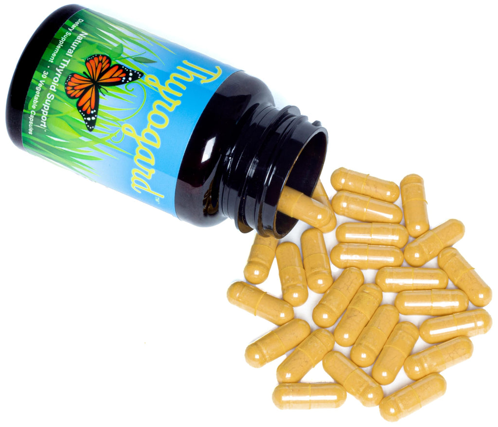 Authentic Thyrogard 30 capsules packaging displaying the GMP certified facility manufacturing seal.