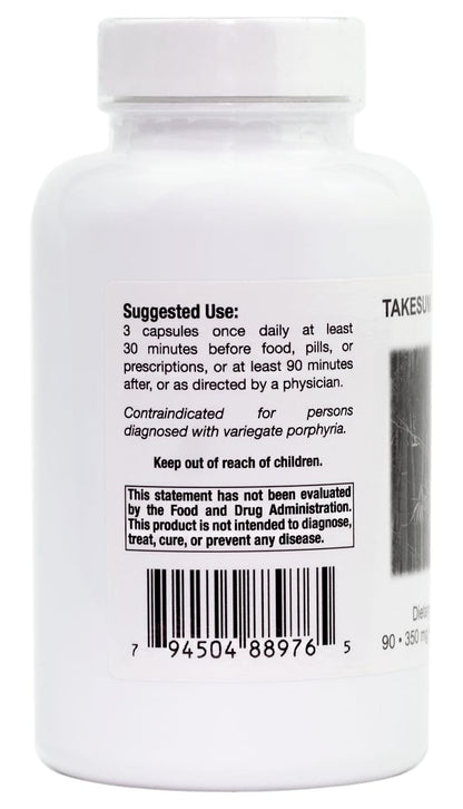 Supreme Nutrition Takesumi Supreme 390 milligrams supplement bottle showing nutritional facts label