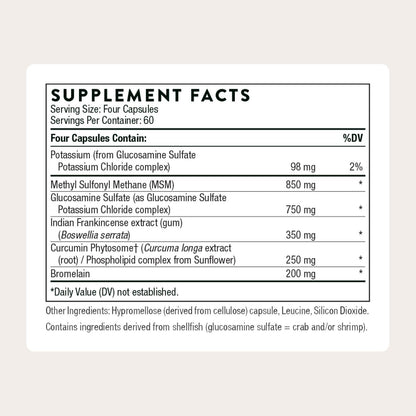 Thorne Joint Support Nutrients supplement bottle label detail