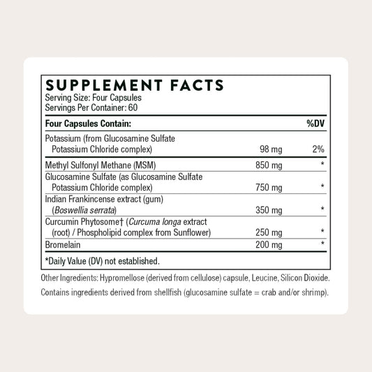 Thorne Joint Support Nutrients supplement bottle label detail
