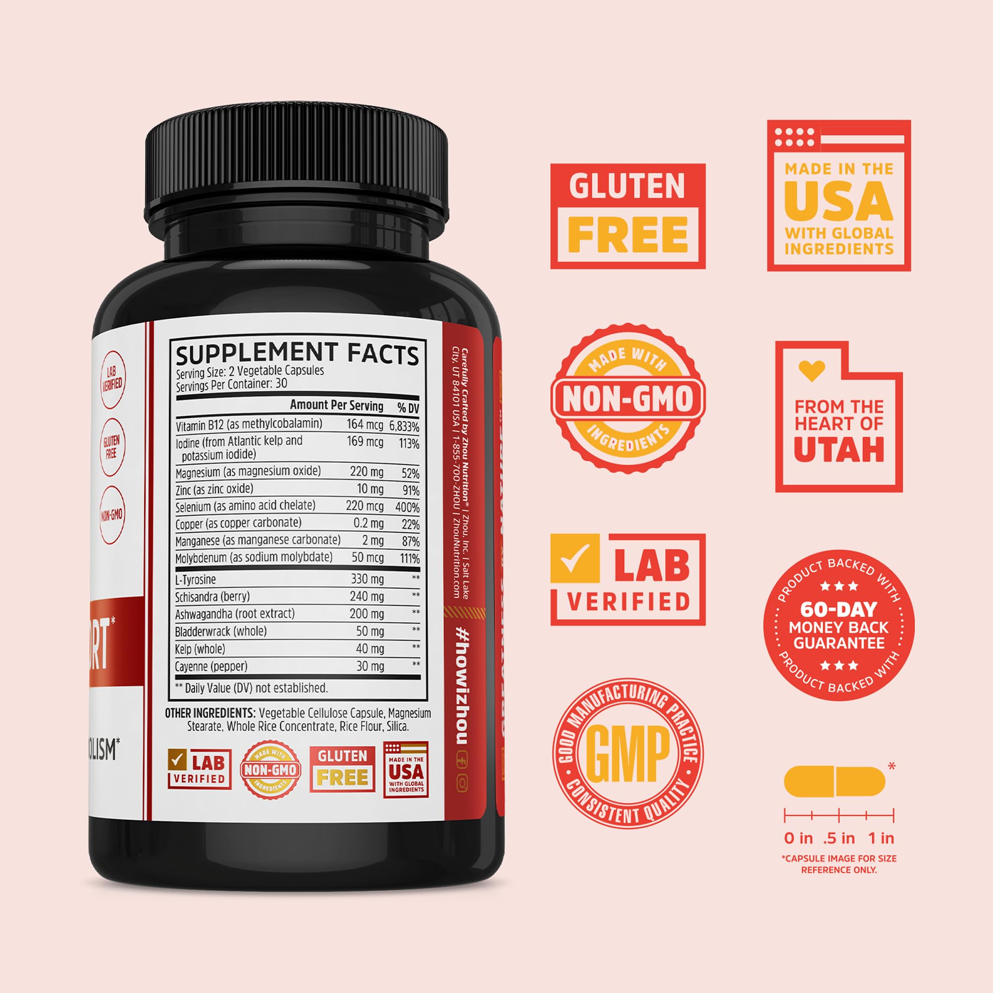 Zhou Nutrition cellular energy complex supplement facts and ingredients label