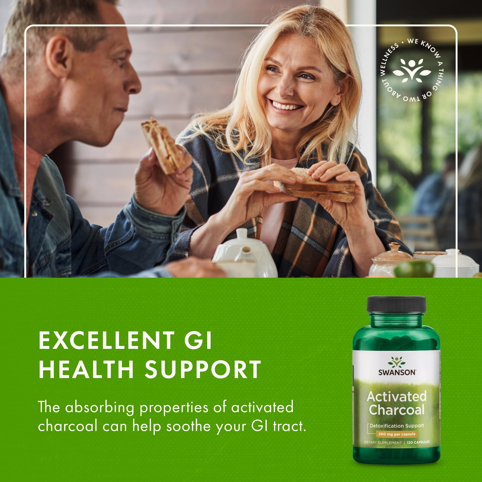 Natural charcoal capsules for maintaining a calm gastrointestinal tract and bowel regularity
